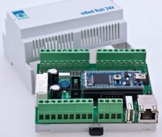 mbed for industrial use with 24V-I/O DIN rail module